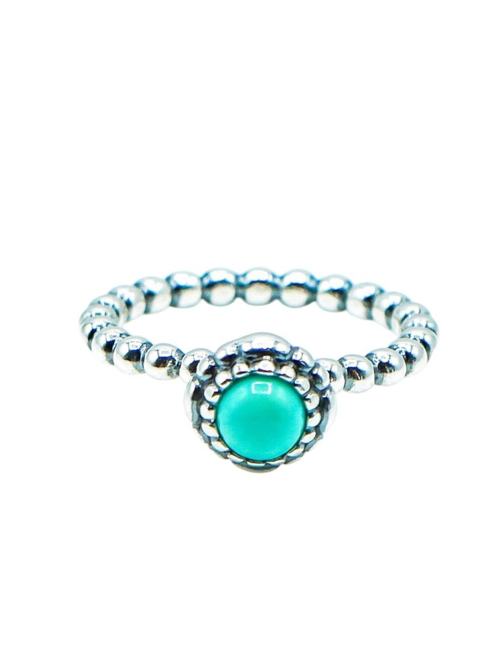 Pandora December Birthday Bloom Ring Turquoise Sterling Silver Stackable Size 6